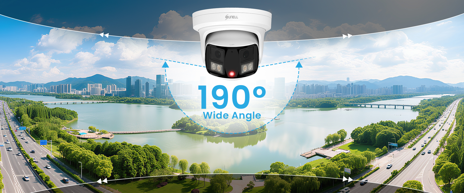 Horizontal 192°, Vertical 80°, 4K Wide-Angle Panoramic View