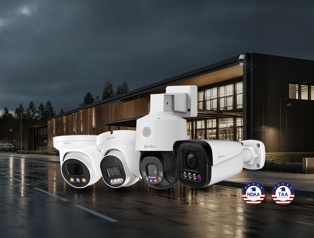 Sound and light for deterrence to potential offenders.