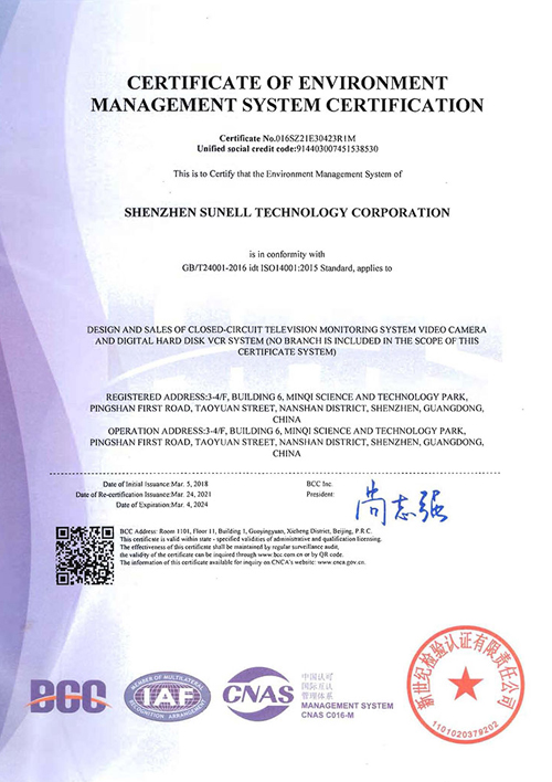 IP products certificate about iso14001