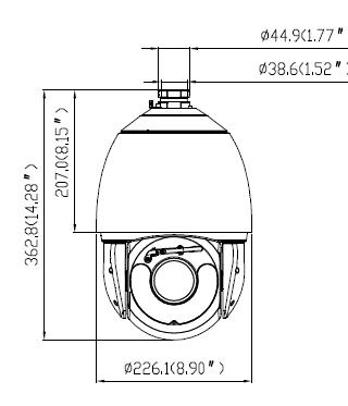 Dimensions of 7-inch 5MP 30x IR PTZ Network Camera