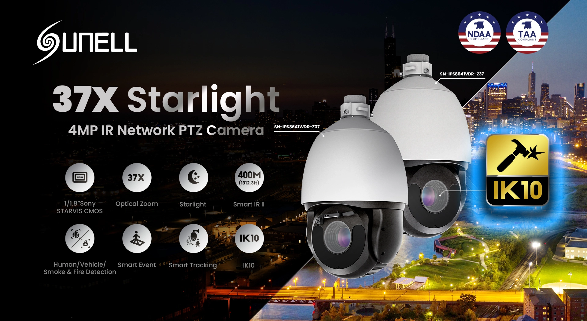 Meet Sunell latest 4MP Starlight PTZ Dome camera