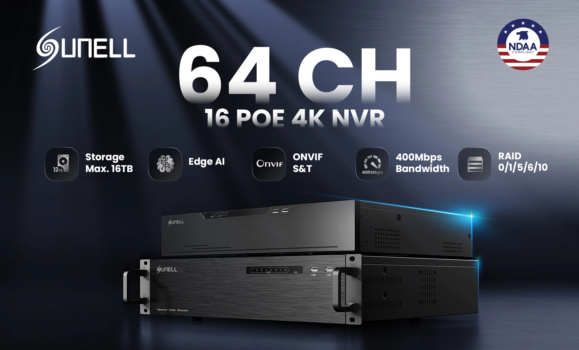 Sunell Unveils the New Generation 64-CH POE AI NVR for Unparalleled Surveillance Solution