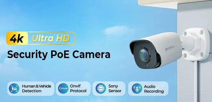 Caméra PoE de sécurité 4K Ultra HD